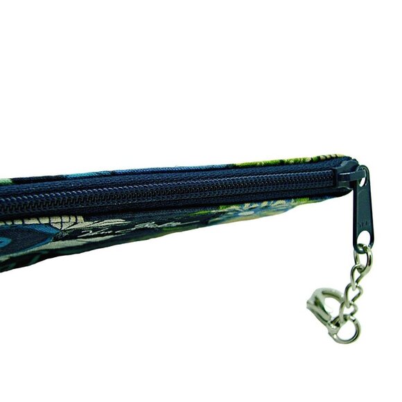 Vera Bradley Small Zip ID Case Wallet Blue Floral Cotton Key Holder Pocket Size - Picture 3 of 10